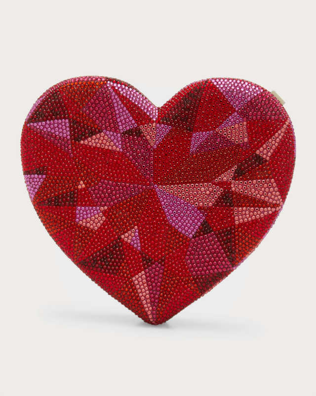 Ruby Heart Allover Crystal Minaudiere